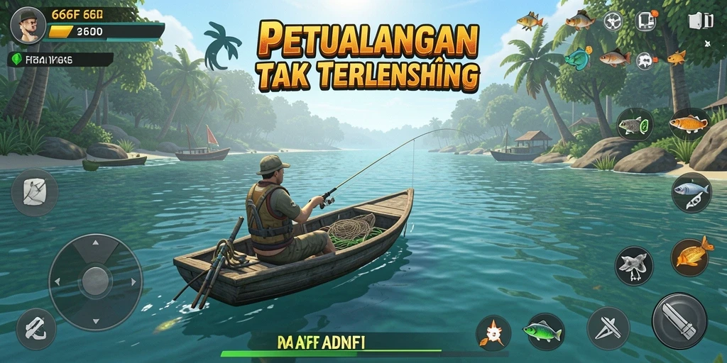 Tampilan gameplay menampilkan suasana memancing yang mendebarkan dan menenangkan.