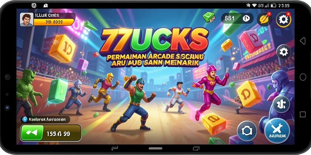 Screenshot gameplay seru dari 77LUCKS, menampilkan kemeriahan arcade.