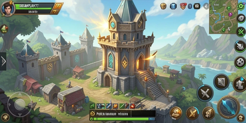Tangkapan layar menunjukkan aksi intens dalam DREAMPLAY77 Tower Defense.