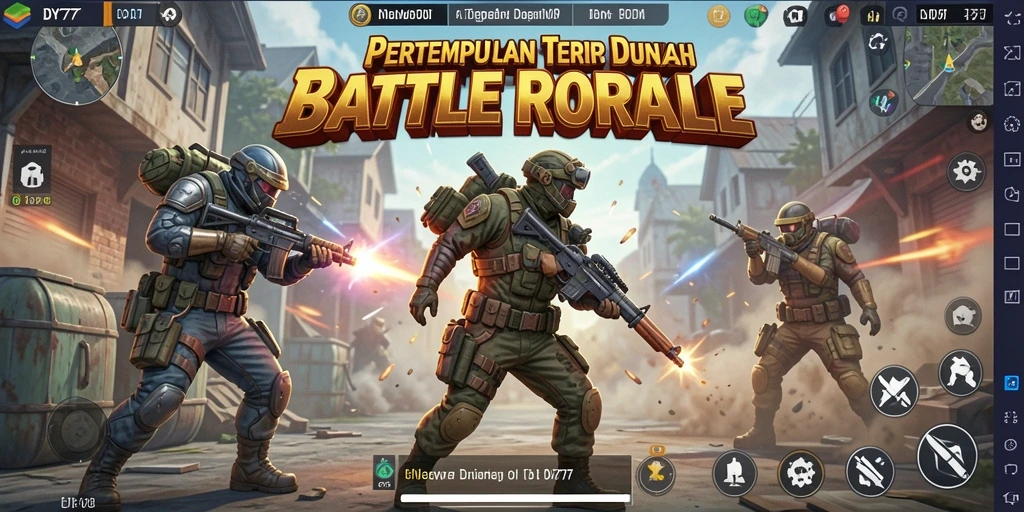 Tangkapan layar DY777 menunjukkan pertempuran seru di medan perang Battle Royale.