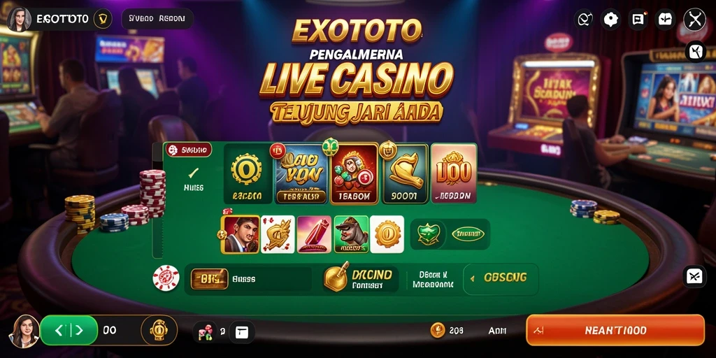 Tampilan gameplay Live Casino EXOTOTO dengan dealer profesional.