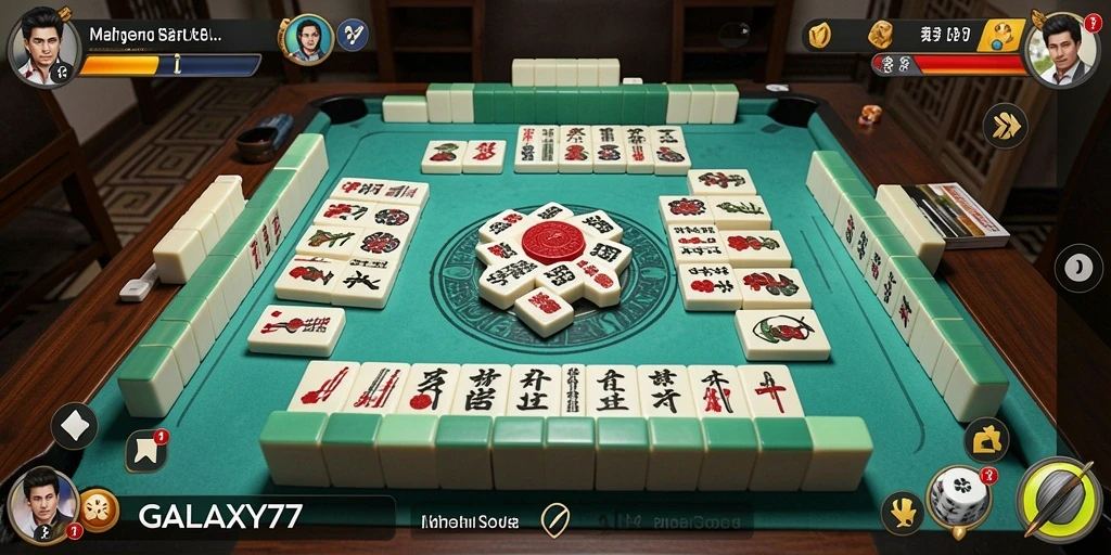 Tampilan gameplay menarik dari GALAXY77 yang menampilkan ubin Mahjong.