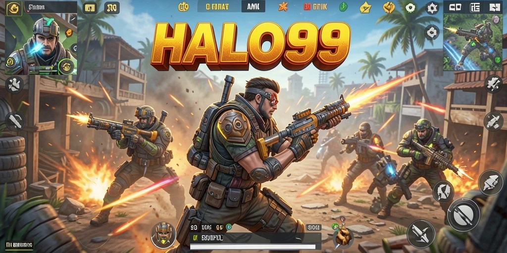 Tampilan gameplay epik HALO99 dalam pertarungan Battle Royale.