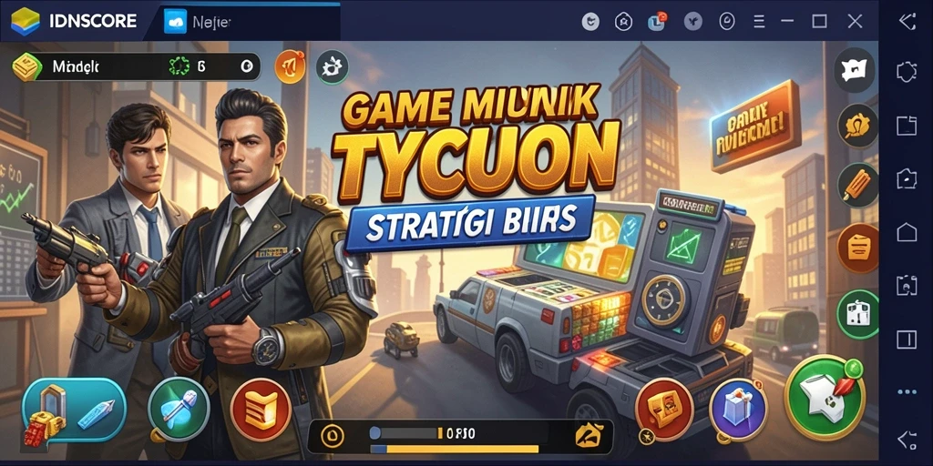 Screenshot gameplay IDNSCORE menampilkan antarmuka Tycoon yang menarik dan interaktif.