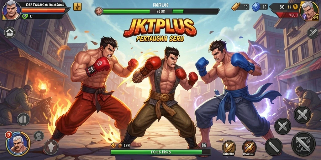 Screenshot gameplay JKTPLUS yang menunjukkan aksi pertarungan yang menegangkan.