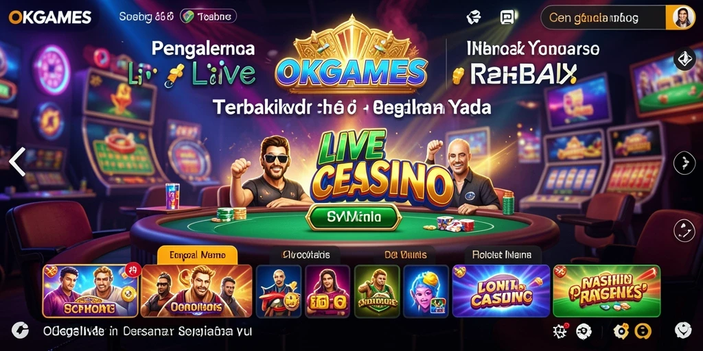 Tampilan screenshot utama OKGAMES yang menampilkan suasana Live Casino.