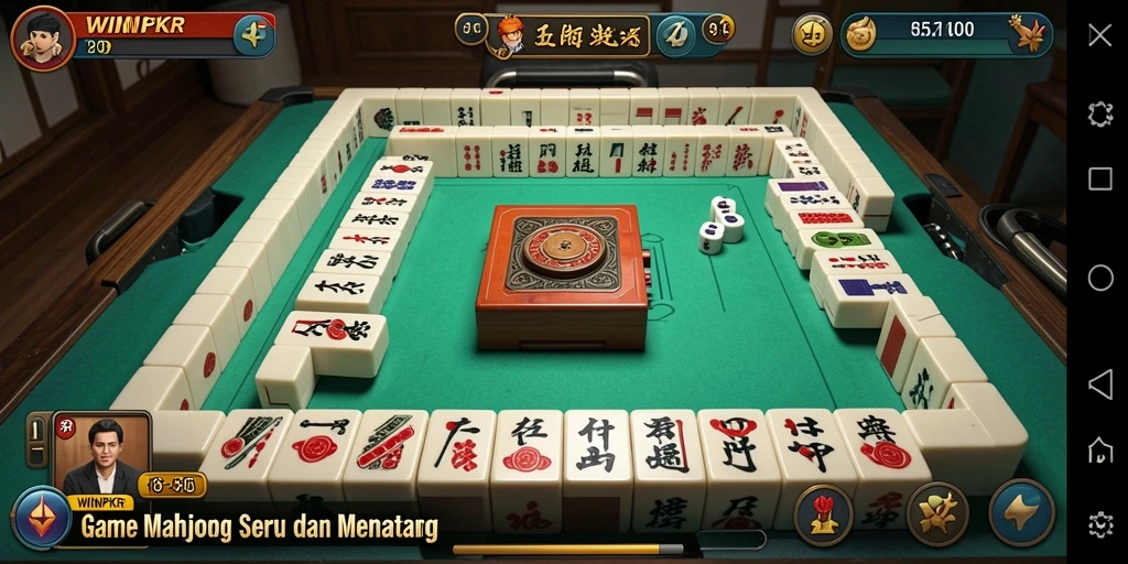 Screenshot gameplay menarik dari WINPKR Mahjong.